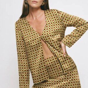 Reformation Clementina silk top Size small